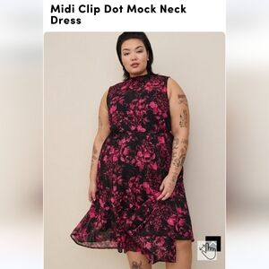 Torrid Black and Pink Floral Midi Dress